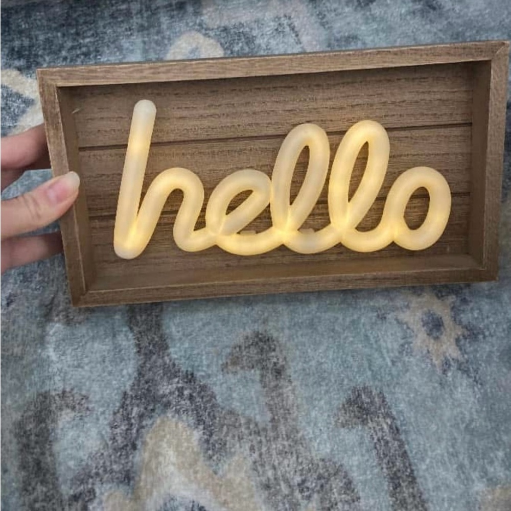 Wooden 'Hello' LED Sign